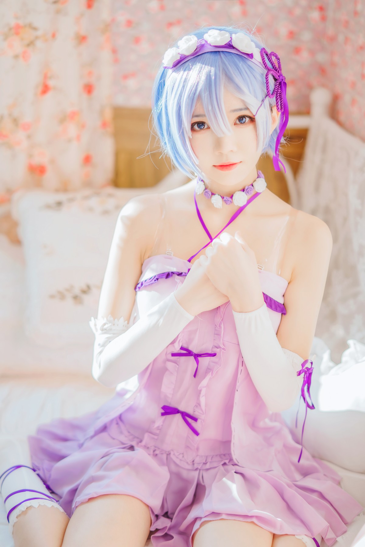 Cosplay 桜桃喵 蕾姆睡裙