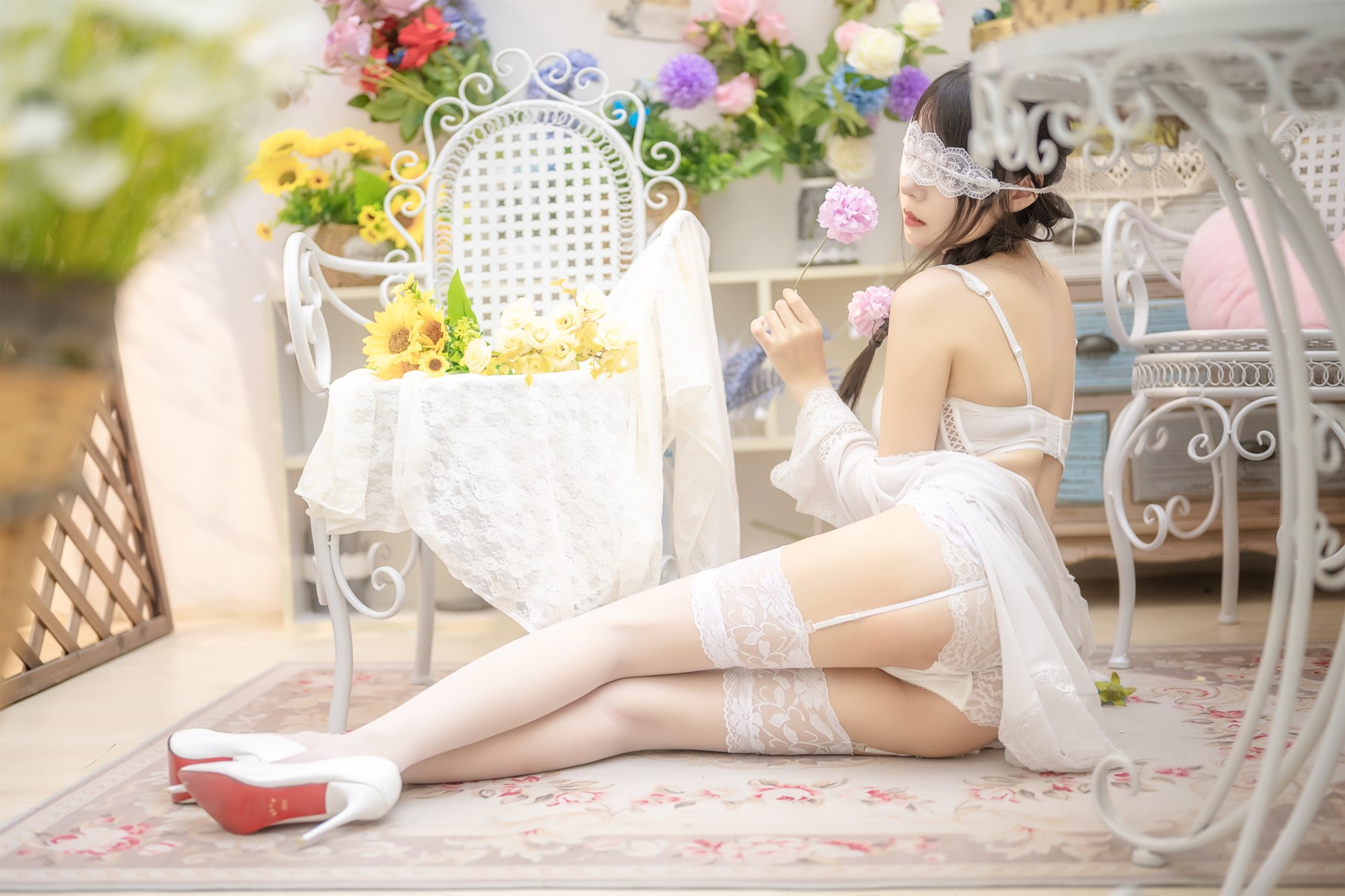 香草喵露露写真 Cosplay 白色玫瑰