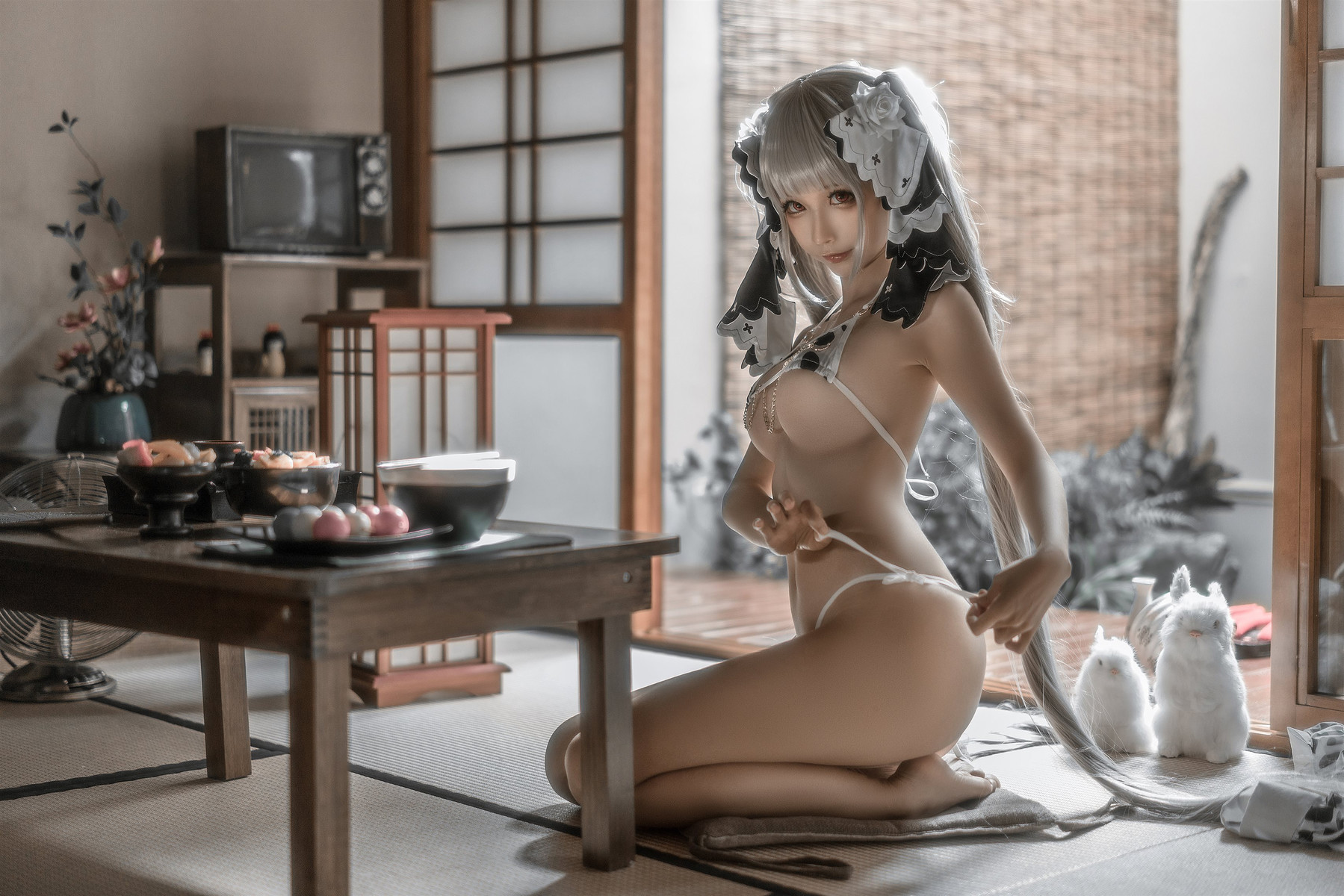蠢沫沫 Cosplay 可畏婚纱绅士版
