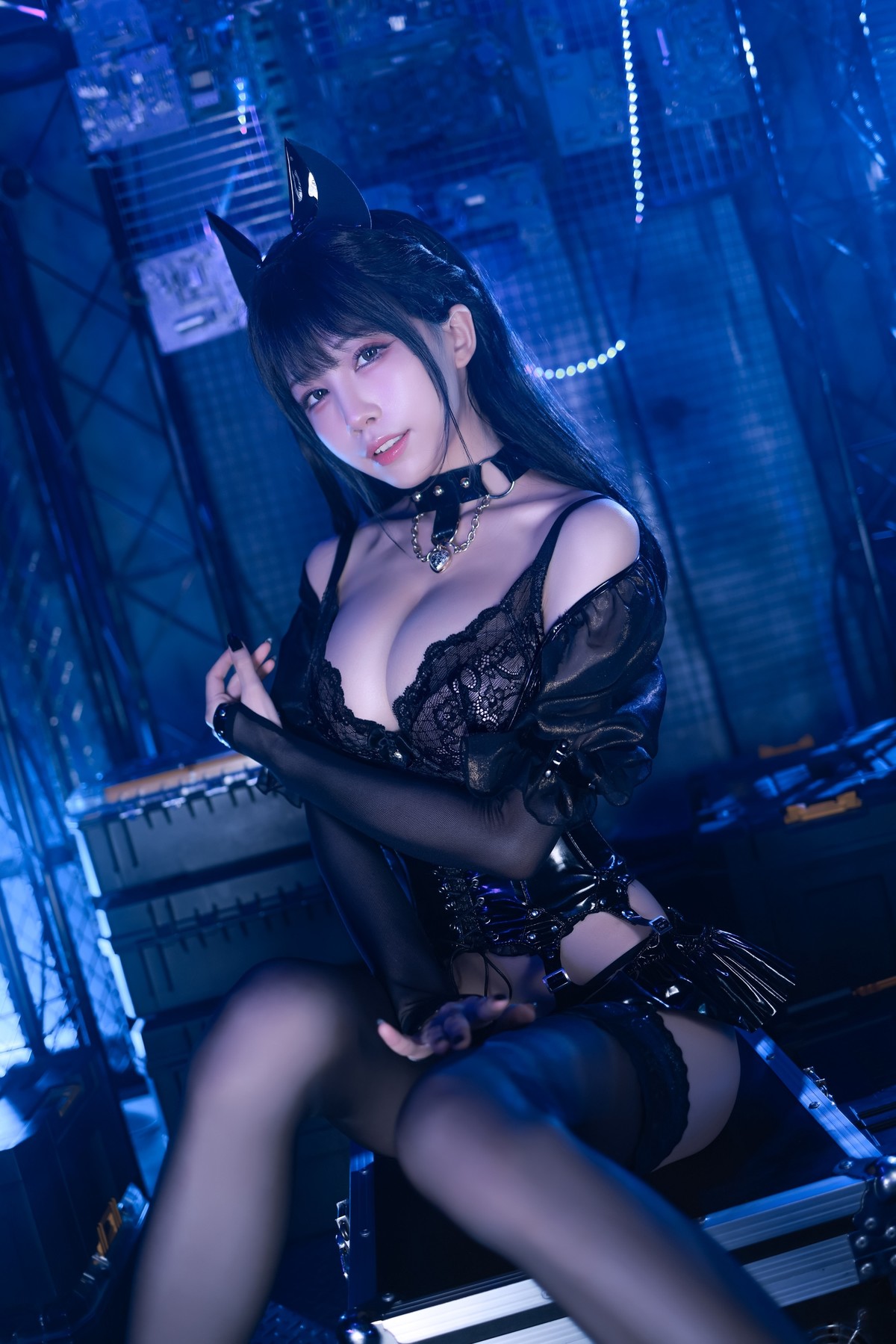 水淼aqua Cosplay 猫咪女郎 黑色猫猫
