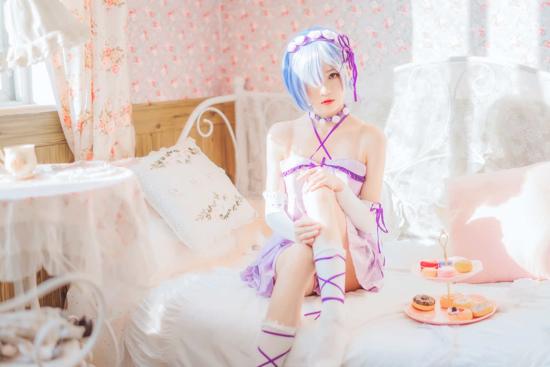 Cosplay 桜桃喵 蕾姆睡裙