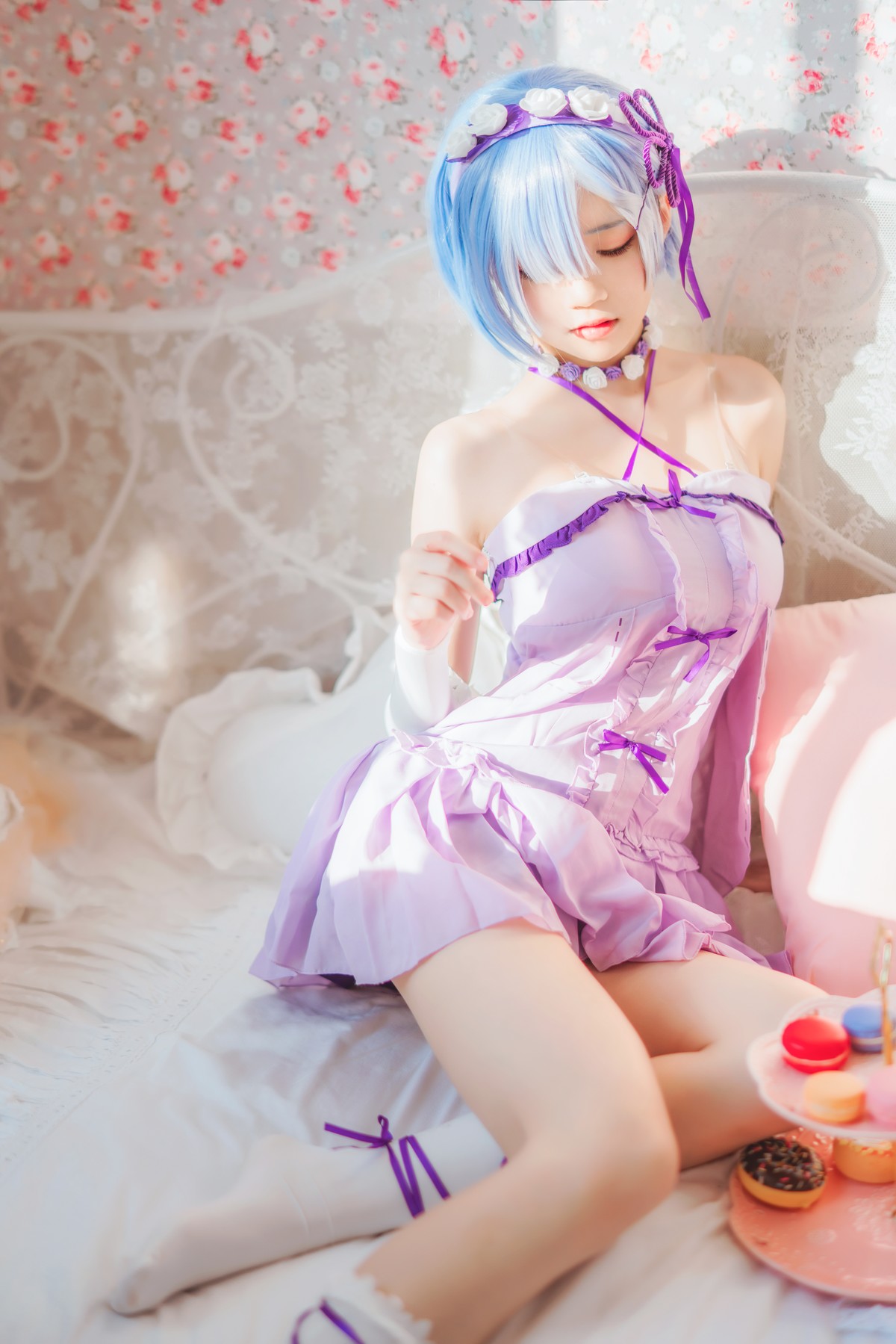 Cosplay 桜桃喵 蕾姆睡裙