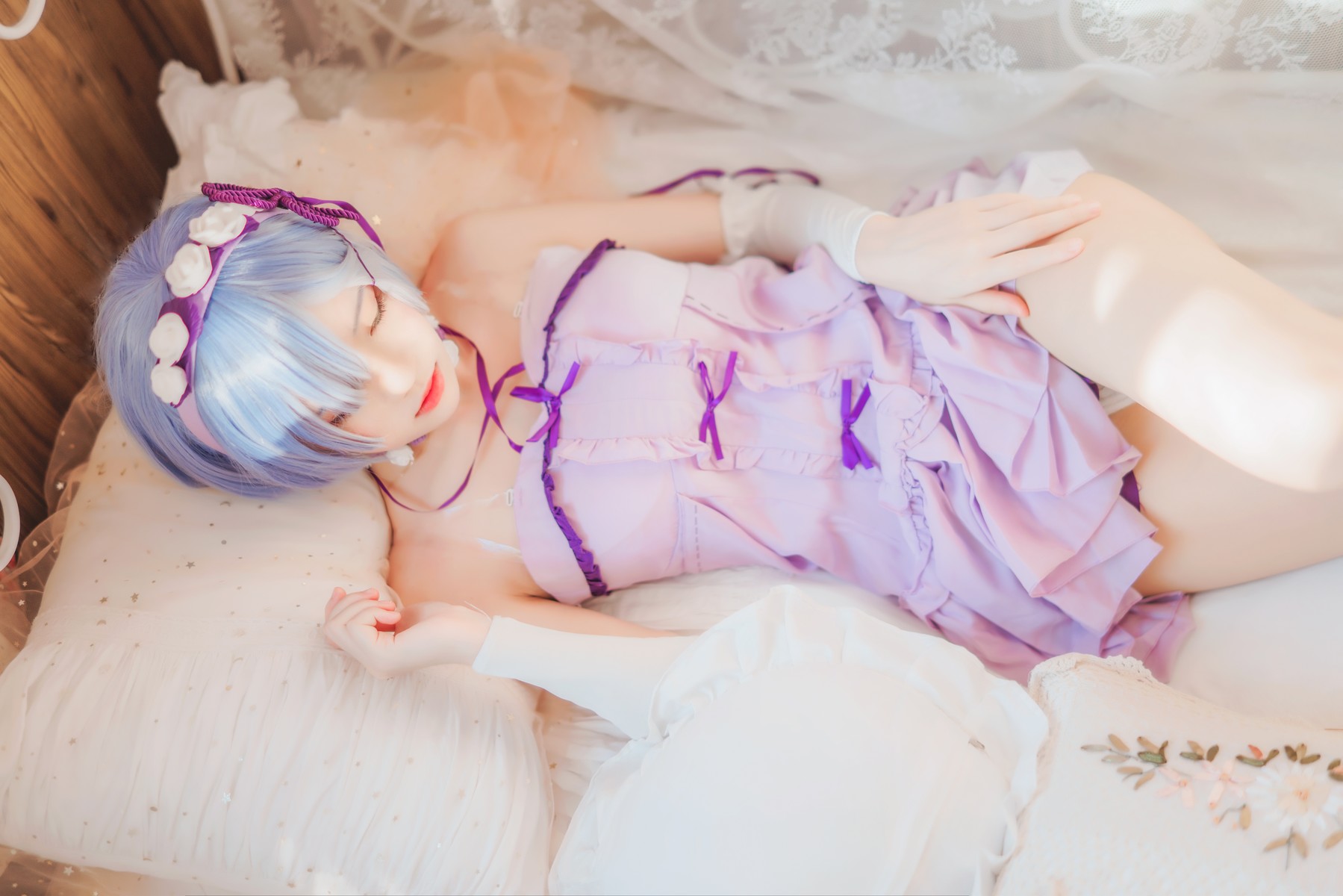 Cosplay 桜桃喵 蕾姆睡裙