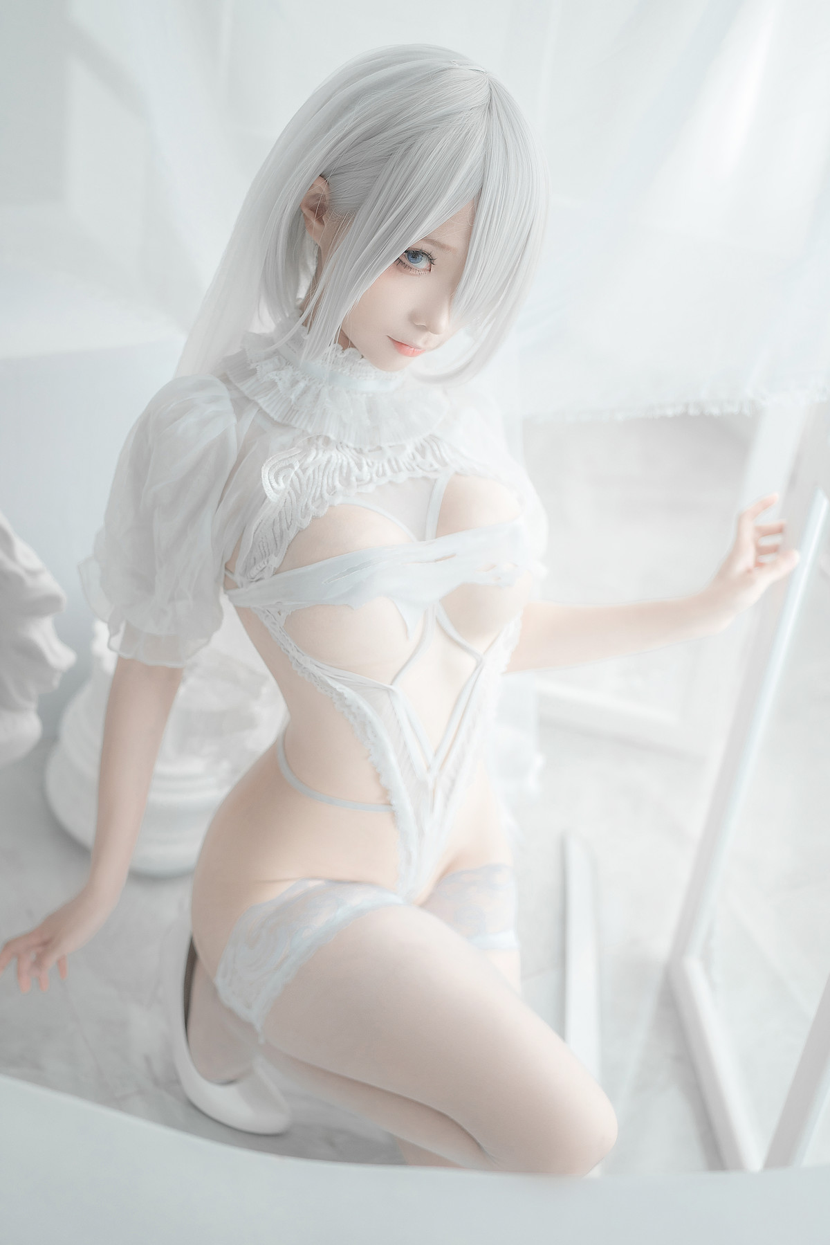 蠢沫沫 Cosplay 2B 白婚纱