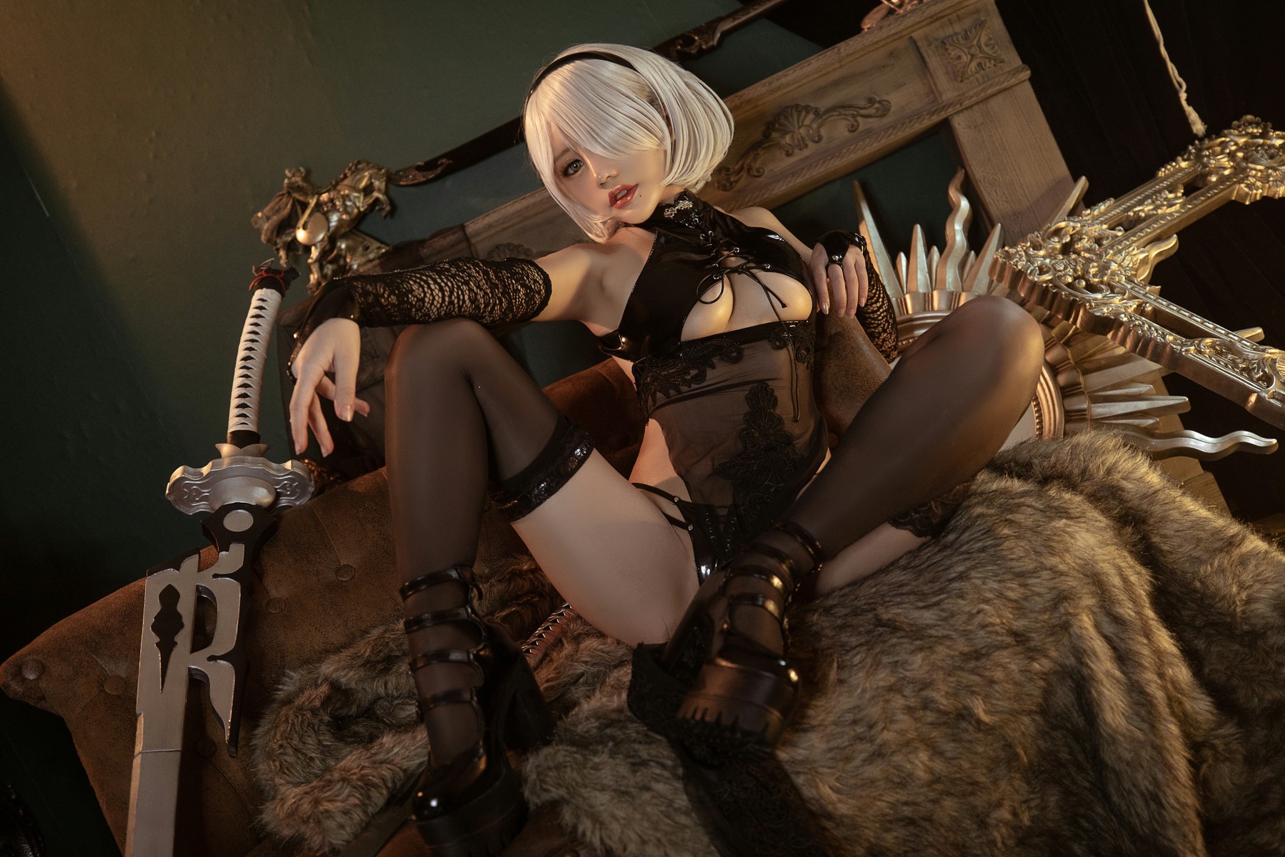 Cosplay 一笑芳香沁 2B黑花嫁