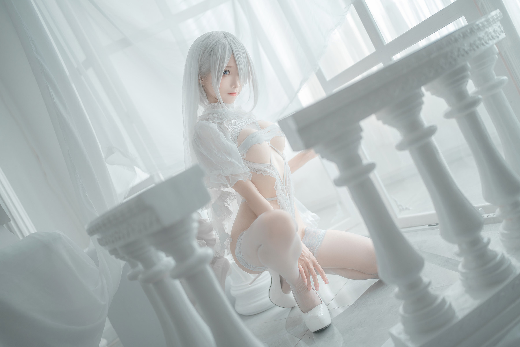 蠢沫沫 Cosplay 2B 白婚纱