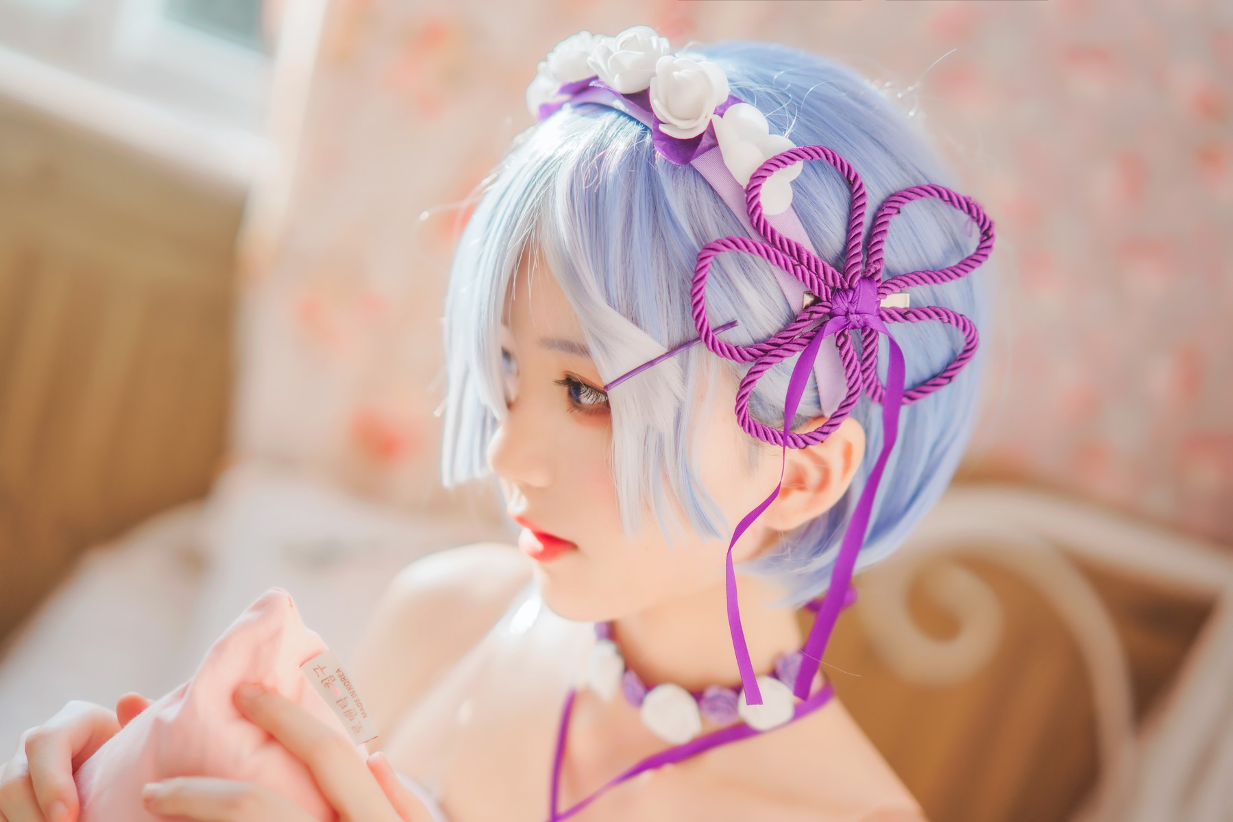 Cosplay 桜桃喵 蕾姆睡裙