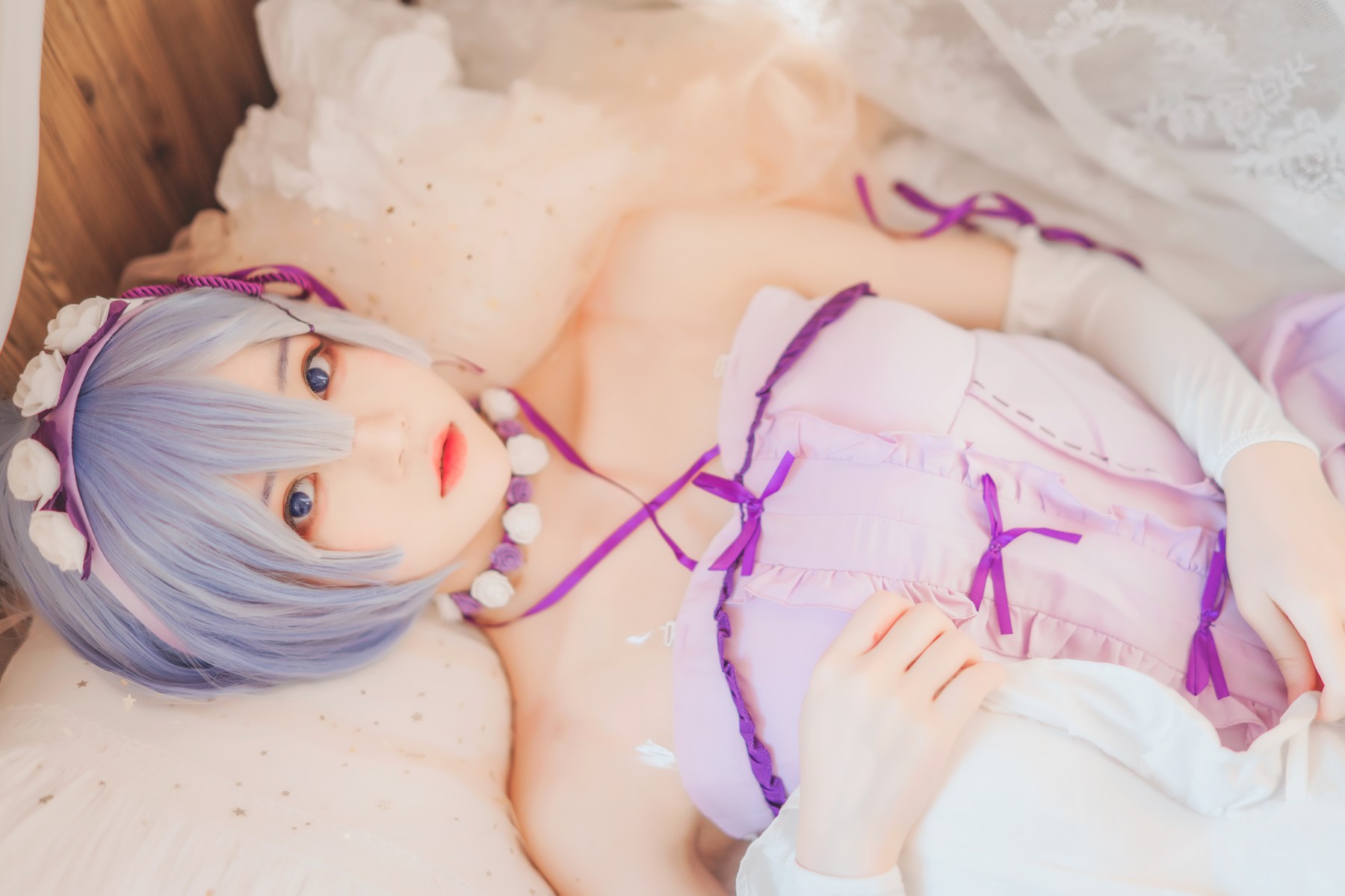 Cosplay 桜桃喵 蕾姆睡裙