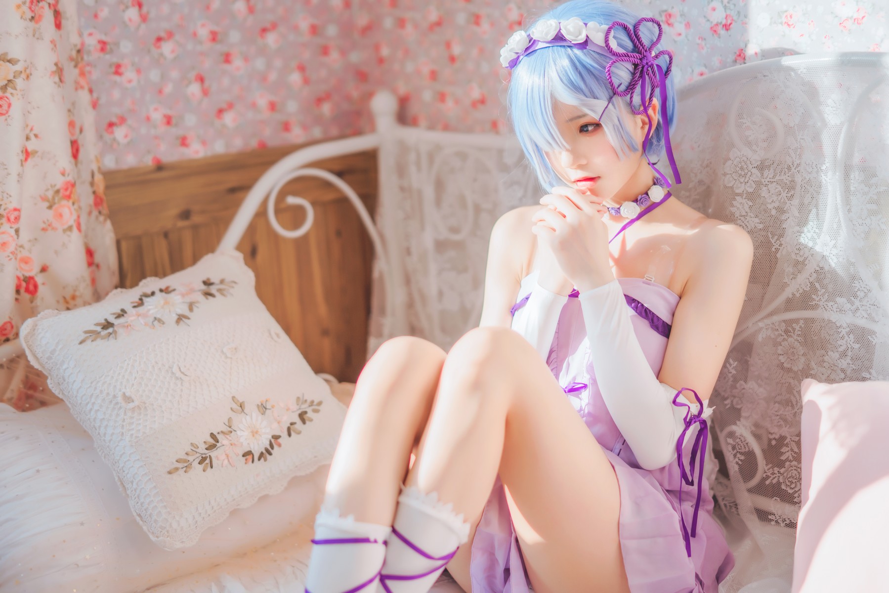 Cosplay 桜桃喵 蕾姆睡裙