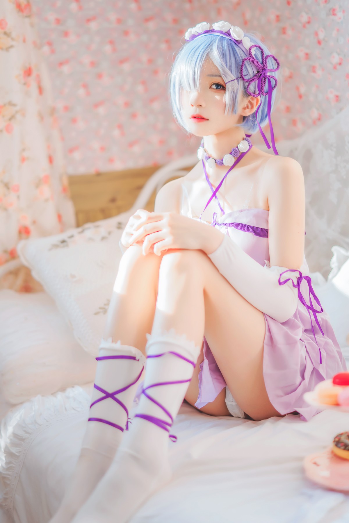 Cosplay 桜桃喵 蕾姆睡裙