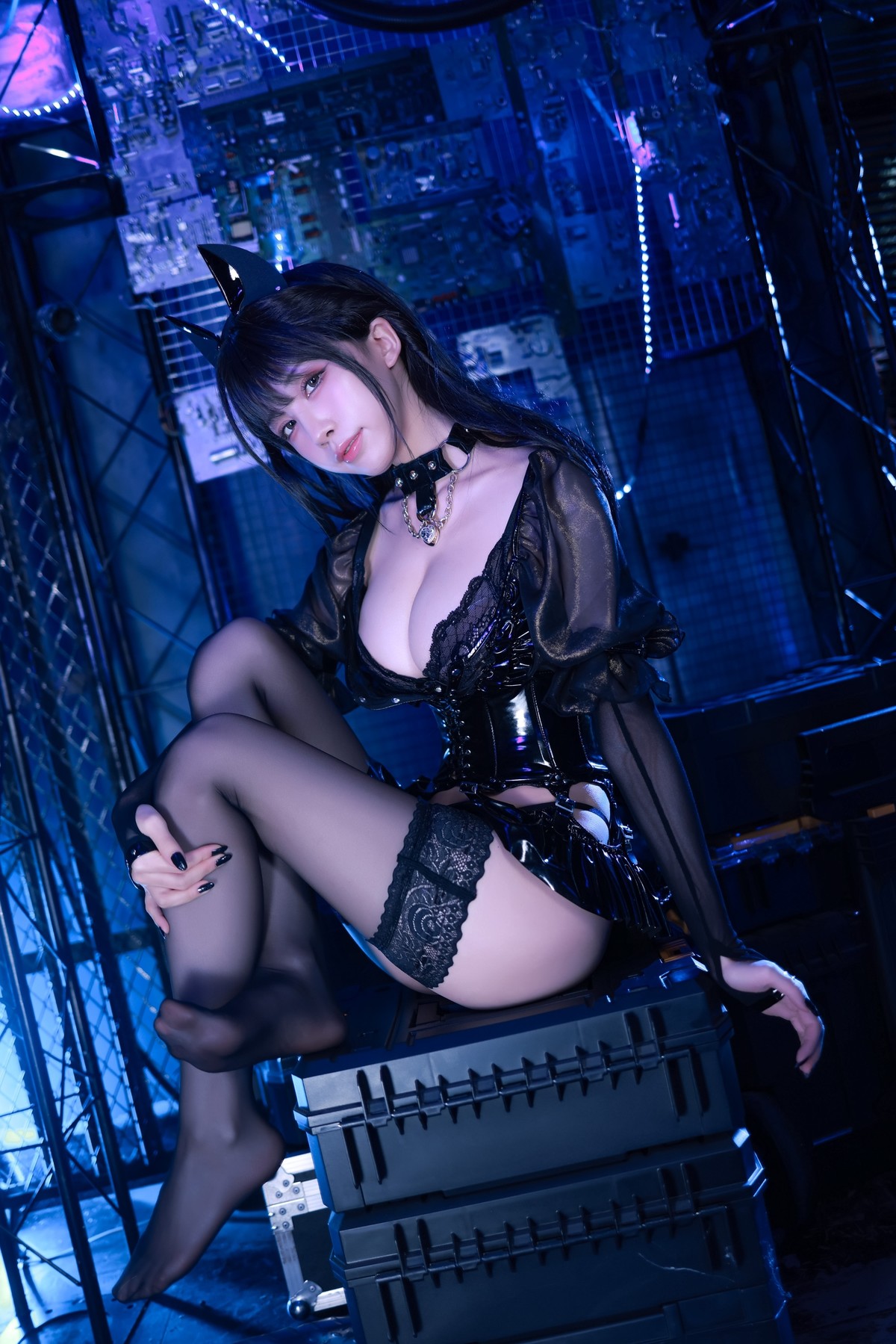 水淼aqua Cosplay 猫咪女郎 黑色猫猫