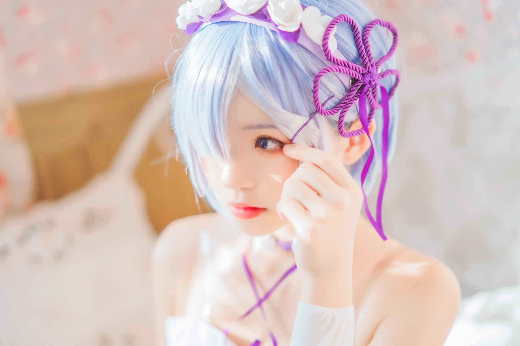 Cosplay 桜桃喵 蕾姆睡裙
