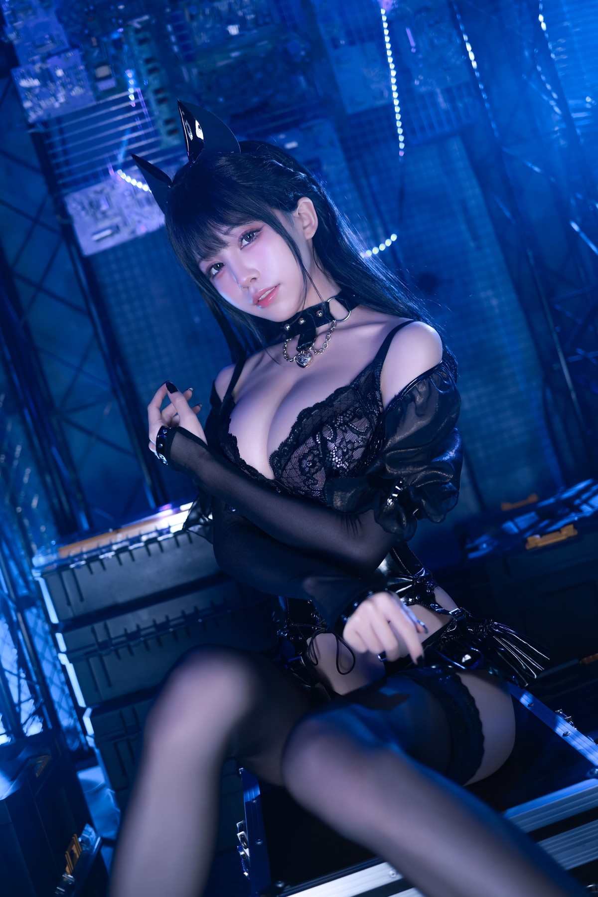 水淼aqua Cosplay 猫咪女郎 黑色猫猫