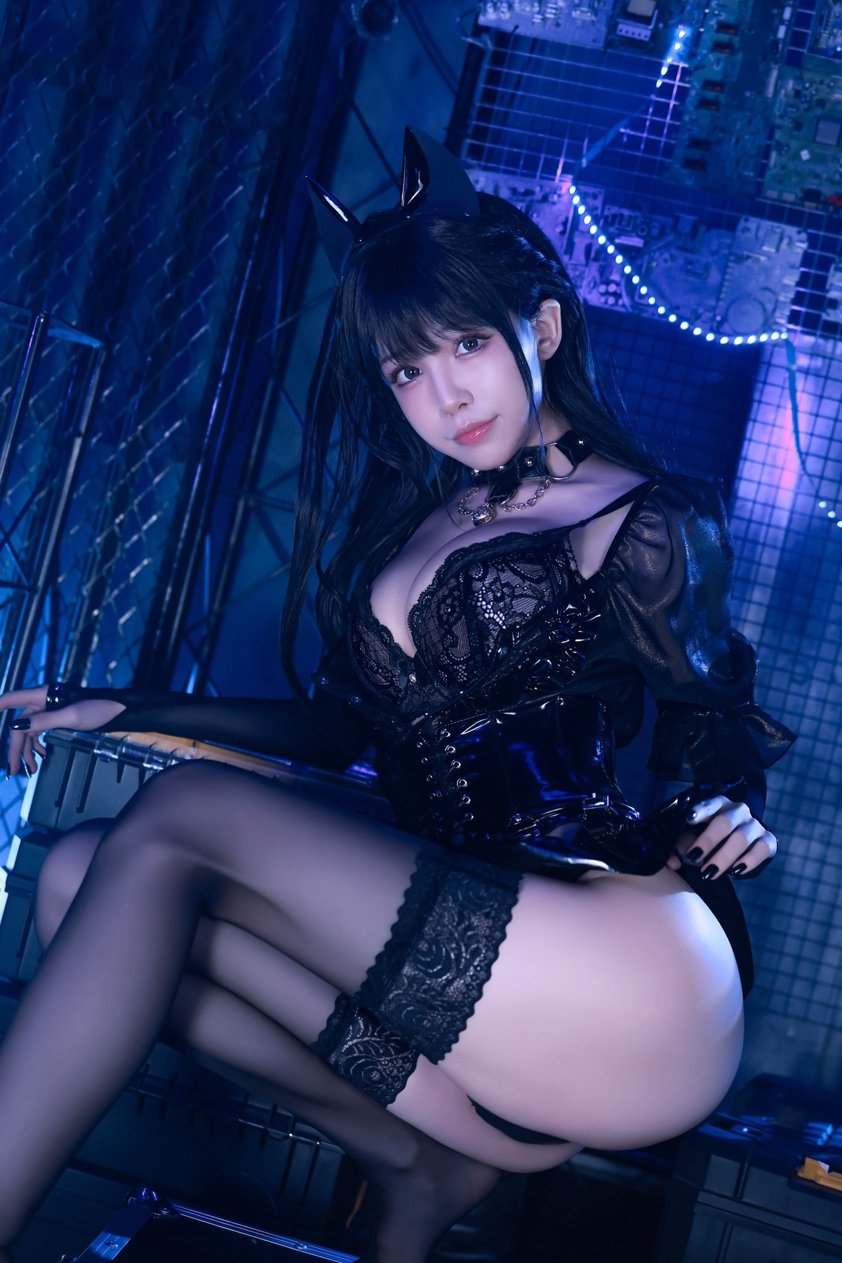 水淼aqua Cosplay 猫咪女郎 黑色猫猫