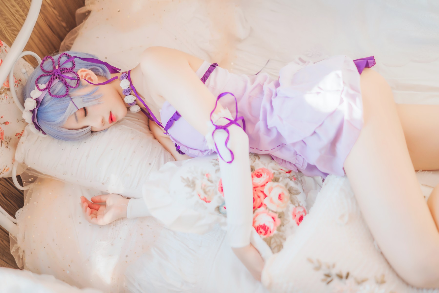 Cosplay 桜桃喵 蕾姆睡裙