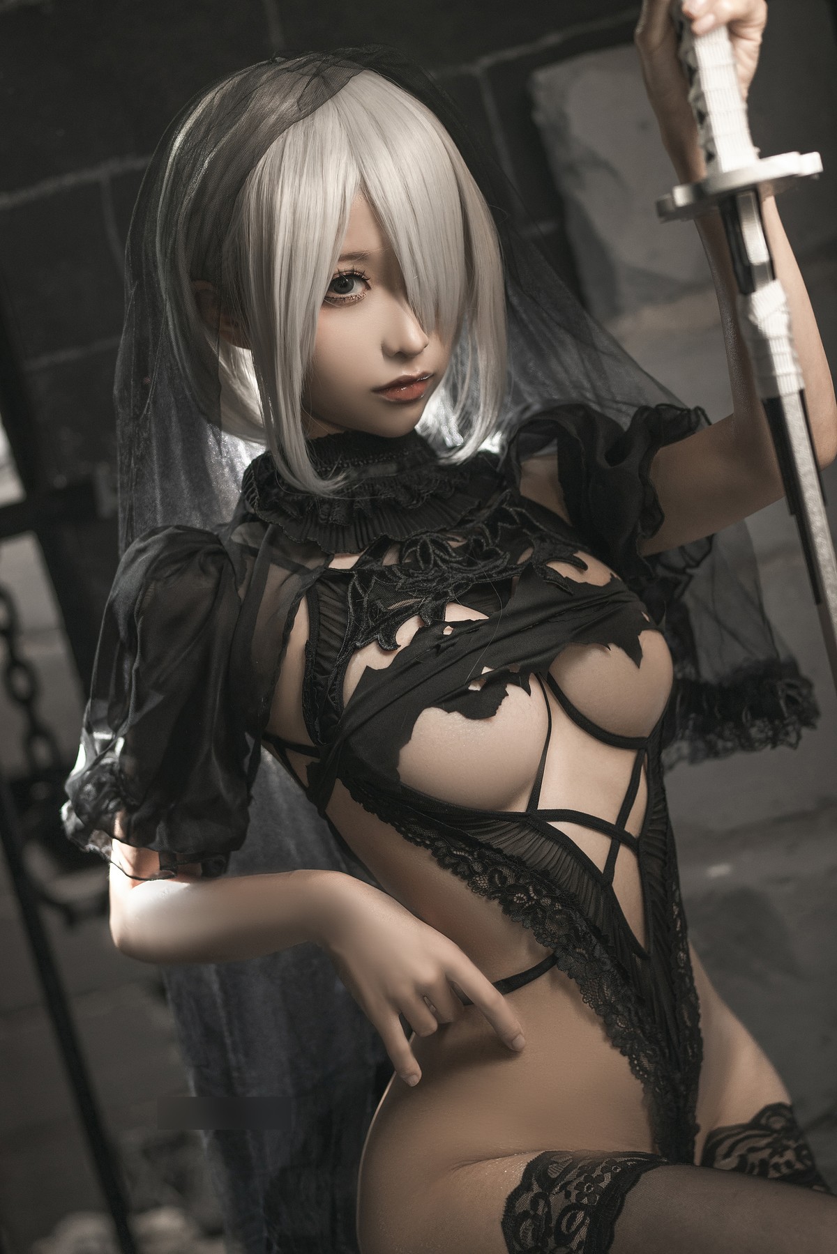 Cosplay 蠢沫沫 Chunmomo 2B-黑婚纱