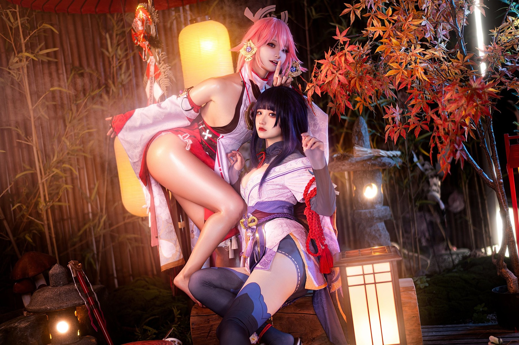 Cosplay 伊喵君 景三 八重 雷神 双倍快乐