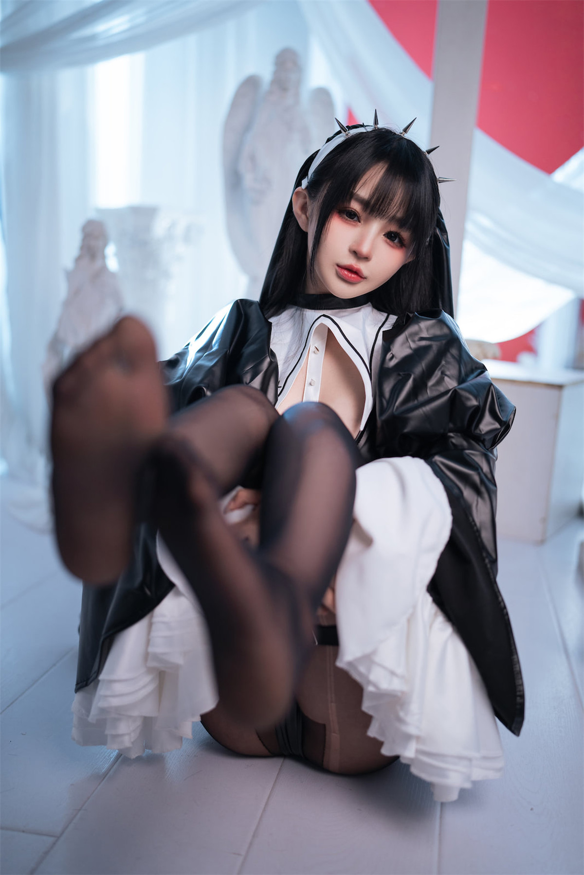 Cosplay 桜井宁宁 皮衣修女