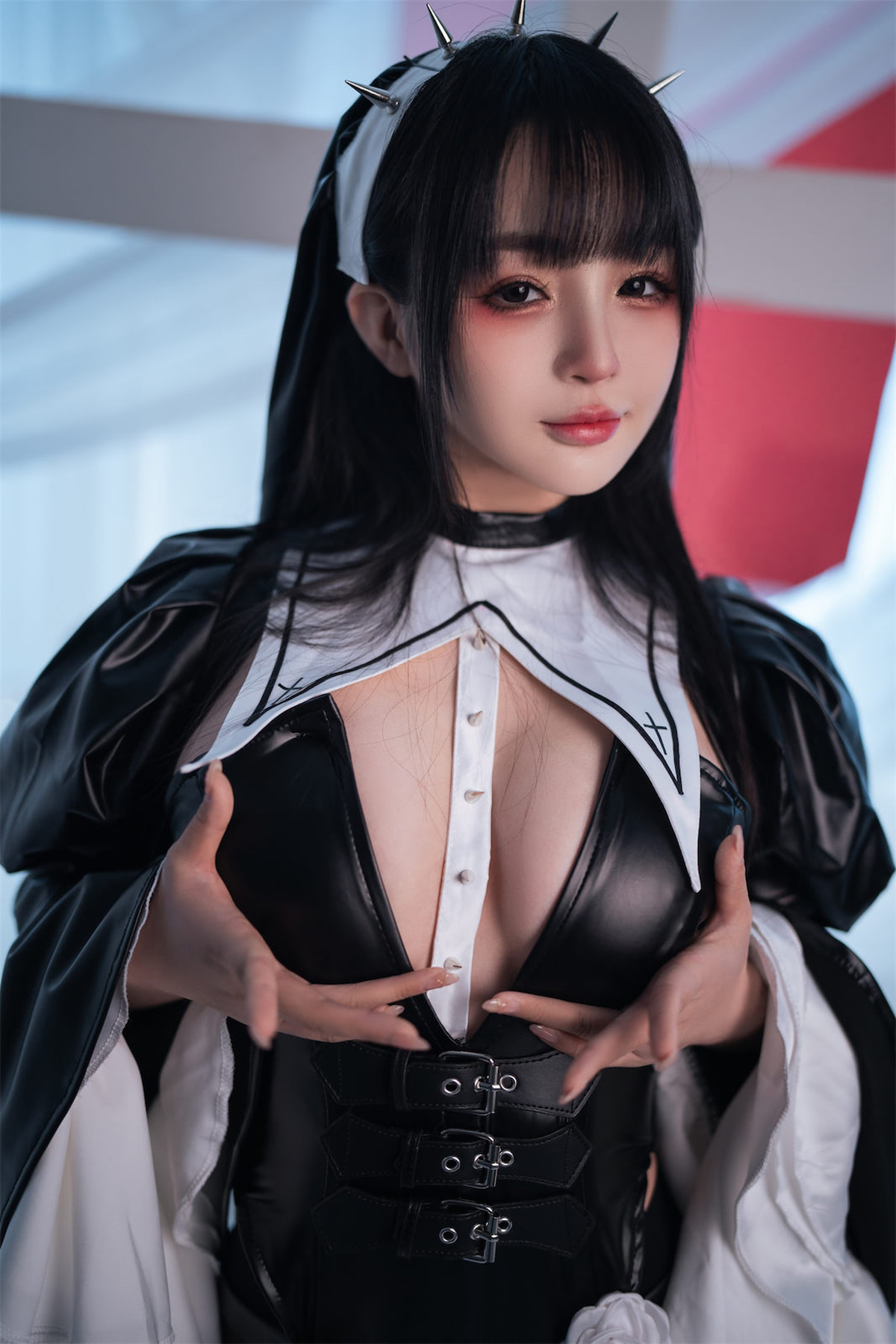 Cosplay 桜井宁宁 皮衣修女