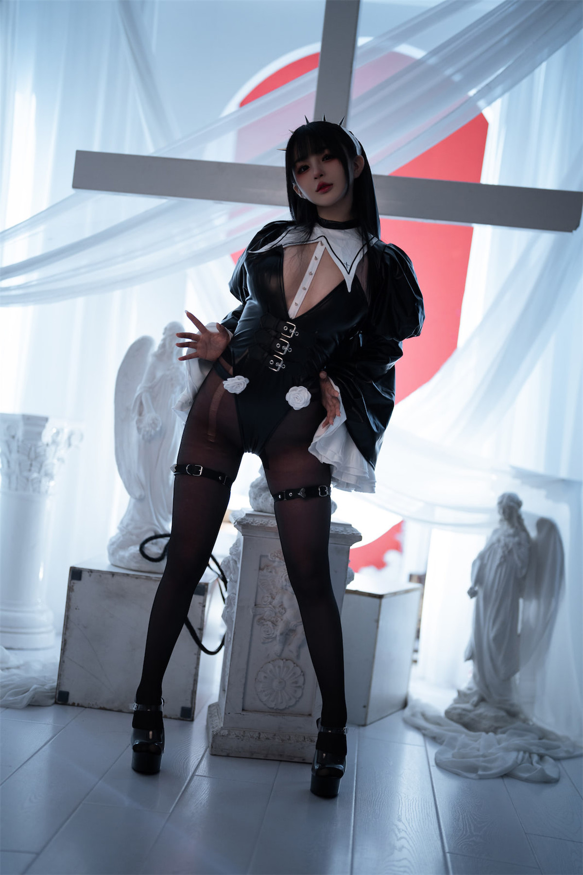 Cosplay 桜井宁宁 皮衣修女