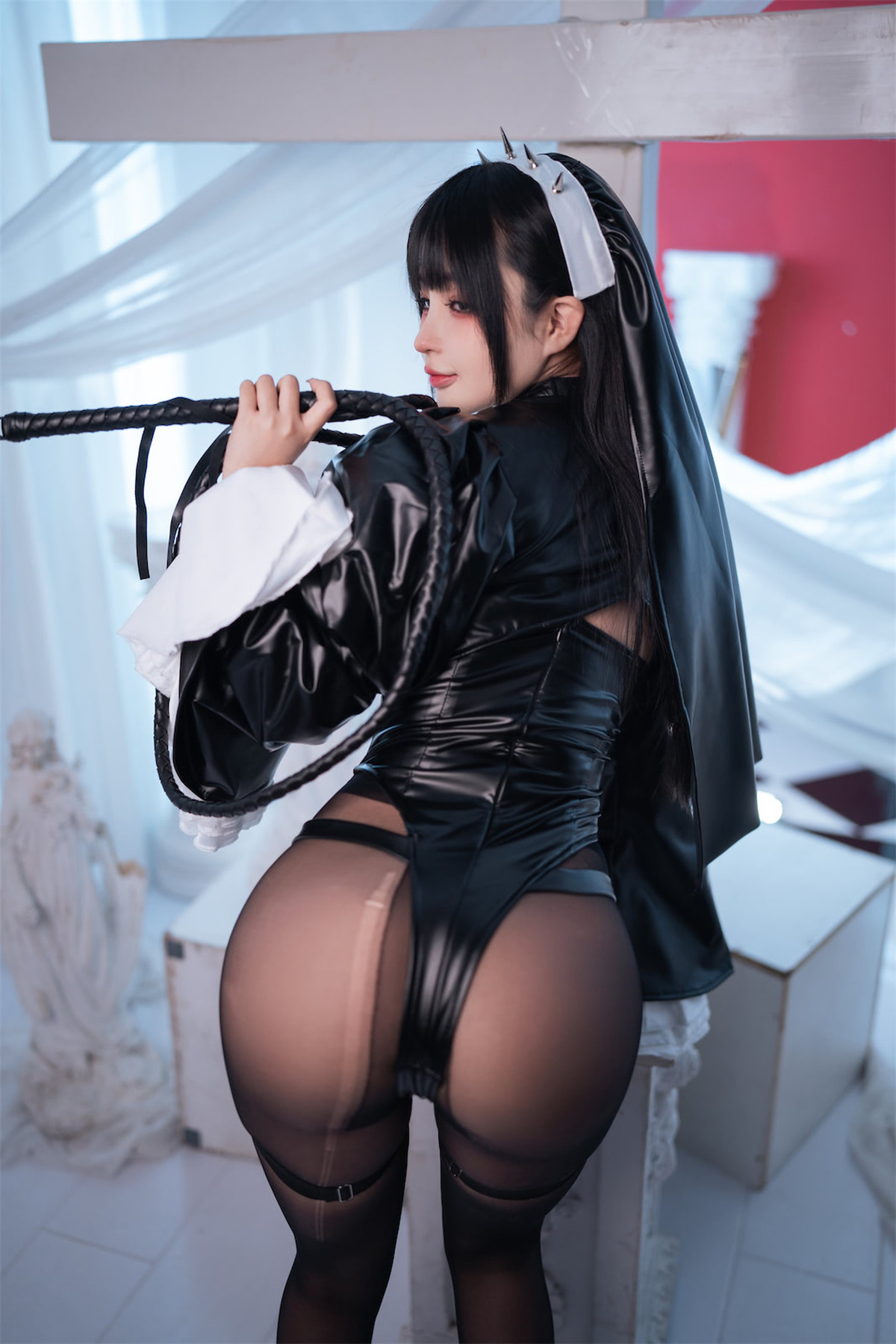 Cosplay 桜井宁宁 皮衣修女
