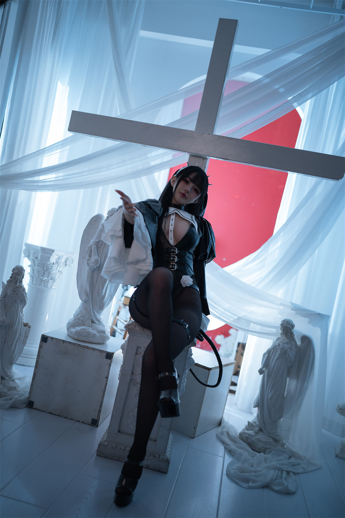 Cosplay 桜井宁宁 皮衣修女
