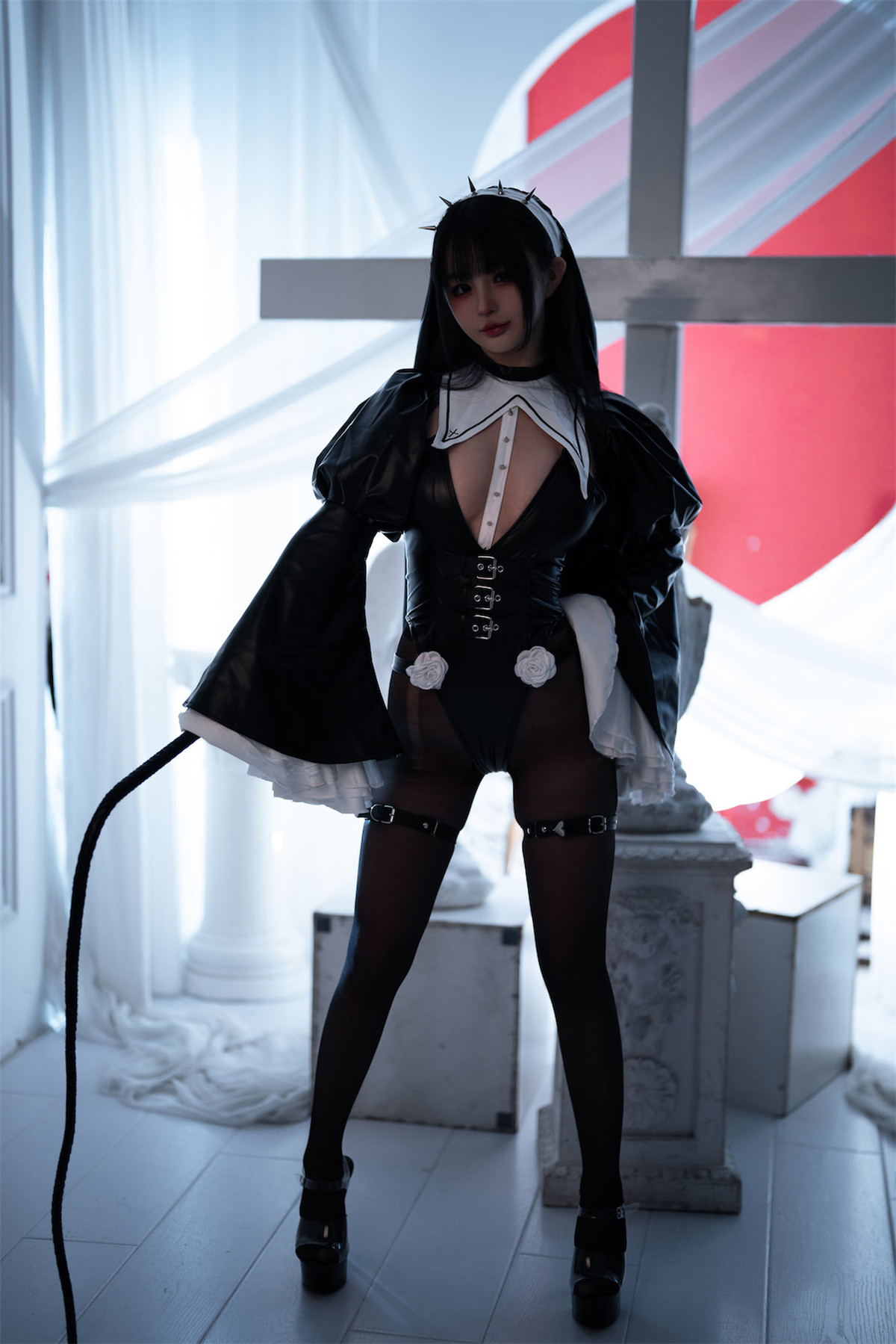 Cosplay 桜井宁宁 皮衣修女