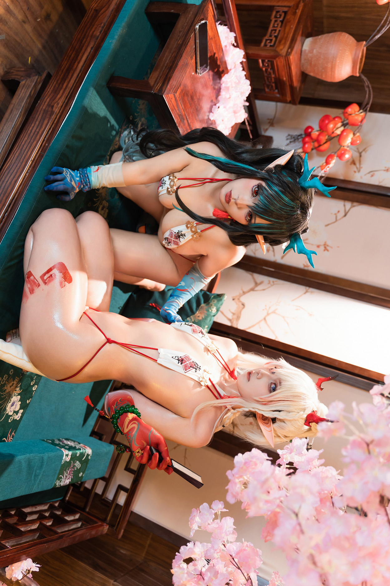Cosplay 小和甜酒 & 橙风千雅 明日方舟年夕中式双人御守 Set.03
