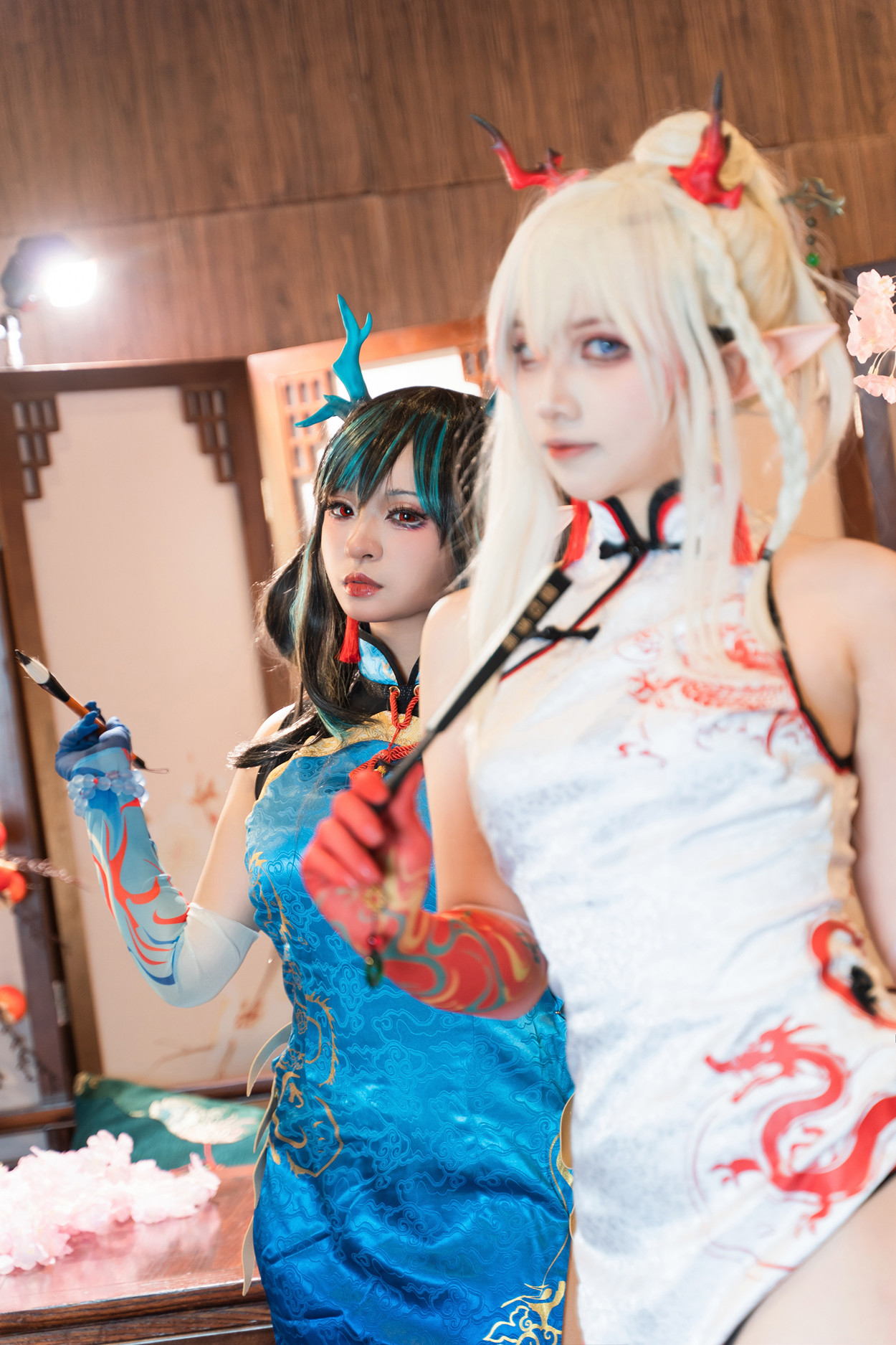 Cosplay 小和甜酒 & 橙风千雅 明日方舟年夕中式双人御守 Set.03