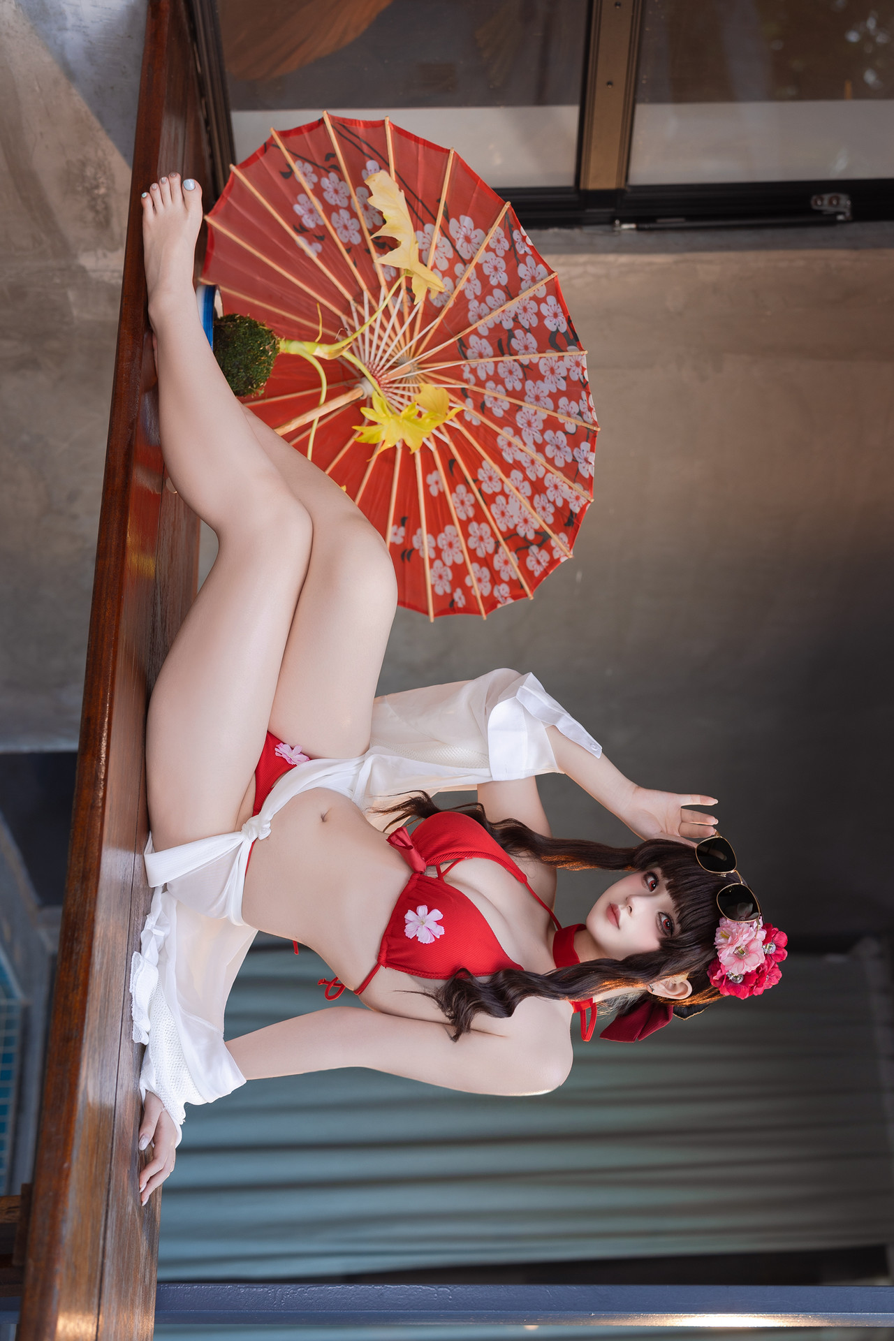 Cosplay 屿鱼 – 樱花泳装 Set.01