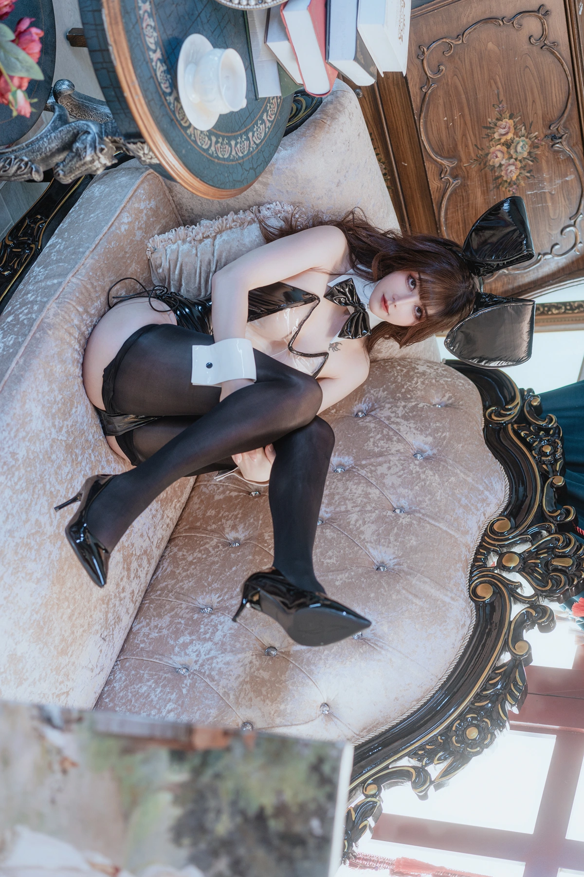 Cosplay 鹿八岁 – 豹纹透明兔女郎2.0